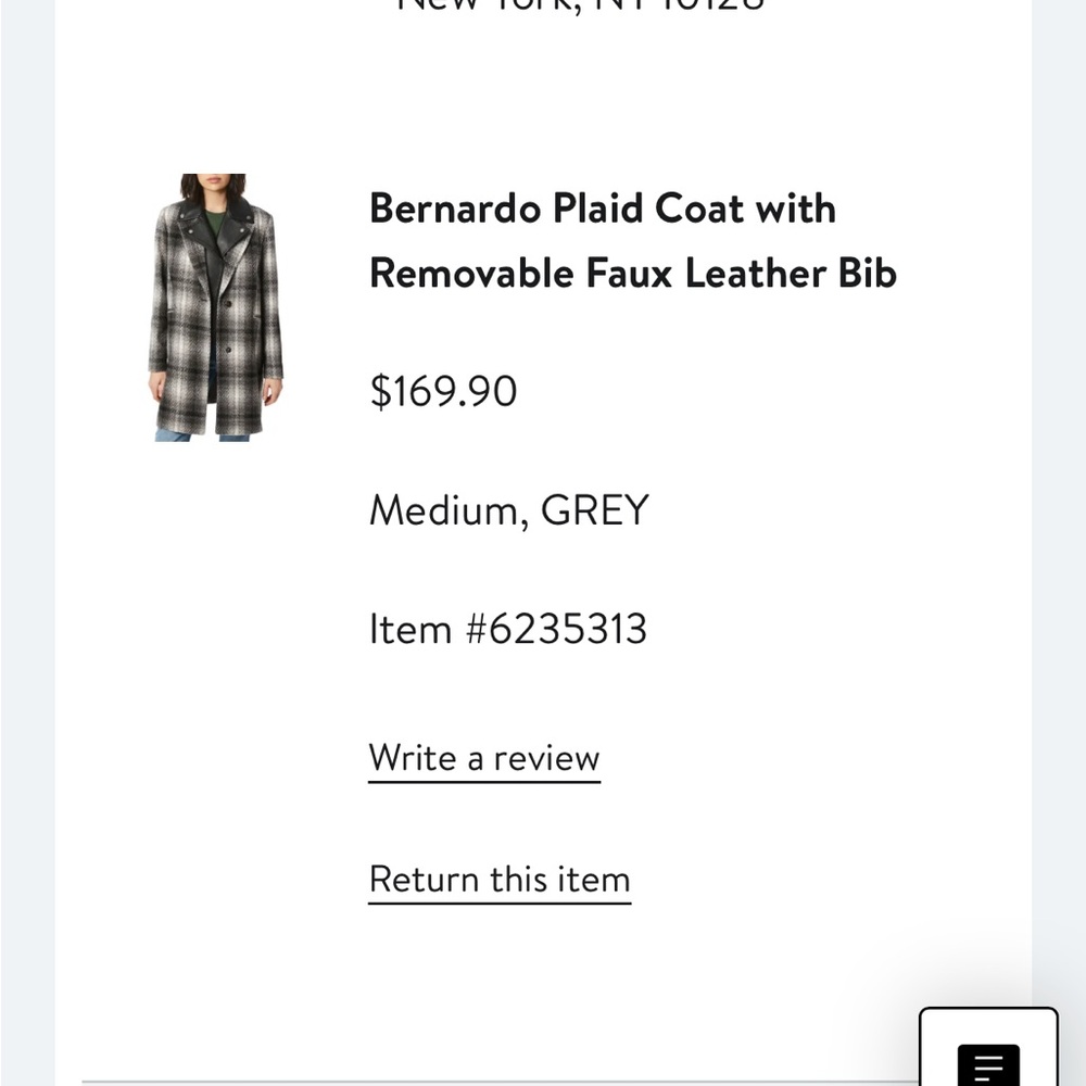Plaid Coat with Removable Faux Leather bib - Picture 5 of 12